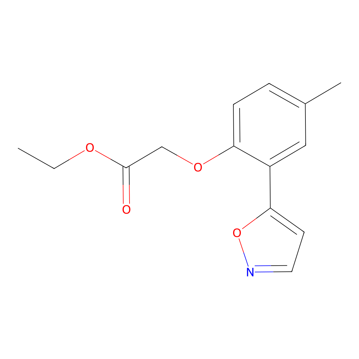 Ethyl 2-(2-(isoxazol-5-yl)-4-methylphenoxy)acetate molecular structure, CAS 352666-93-4