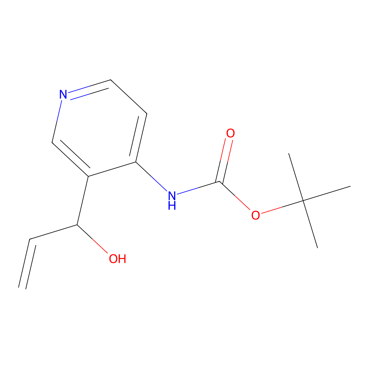 tert-butyl N-[3-(1-hydroxyprop-2-enyl)-4-pyridinyl]carbamate molecular structure, CAS 352667-83-5