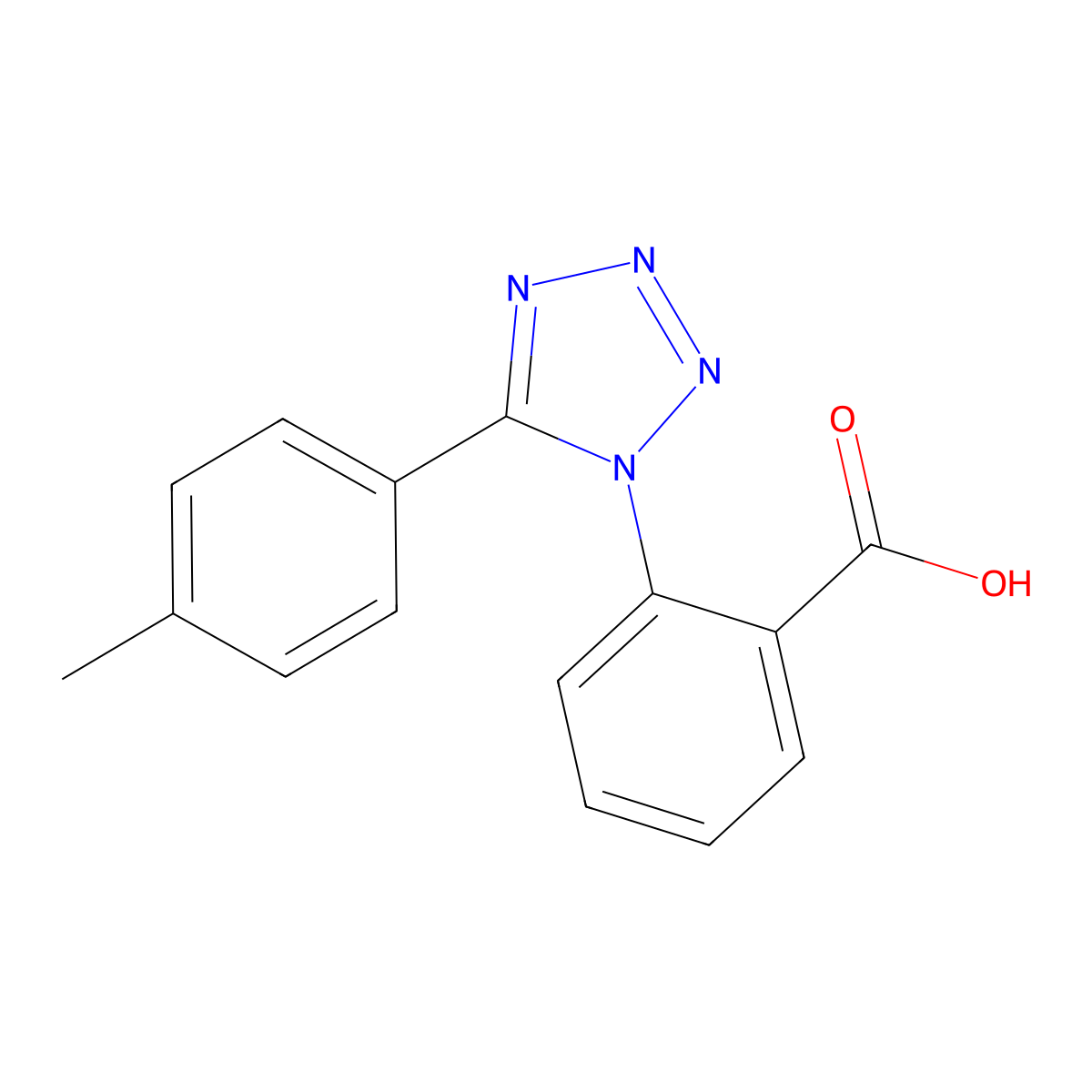 2-[5-(4-methylphenyl)-1H-tetraazol-1-yl]benzoic acid molecular structure, CAS 352668-01-0