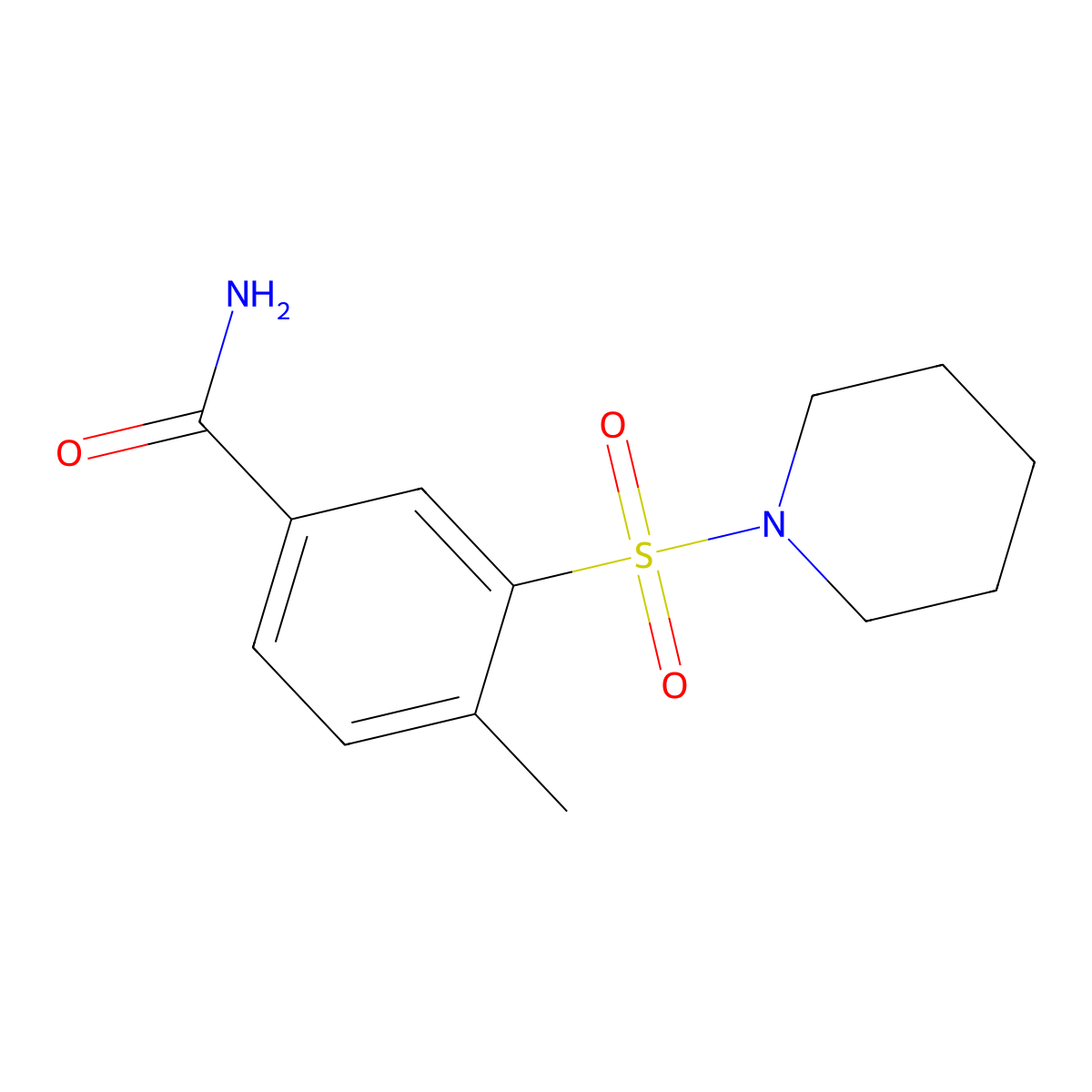 4-Methyl-3-piperidin-1-ylsulfonylbenzamide molecular structure, CAS 352668-15-6