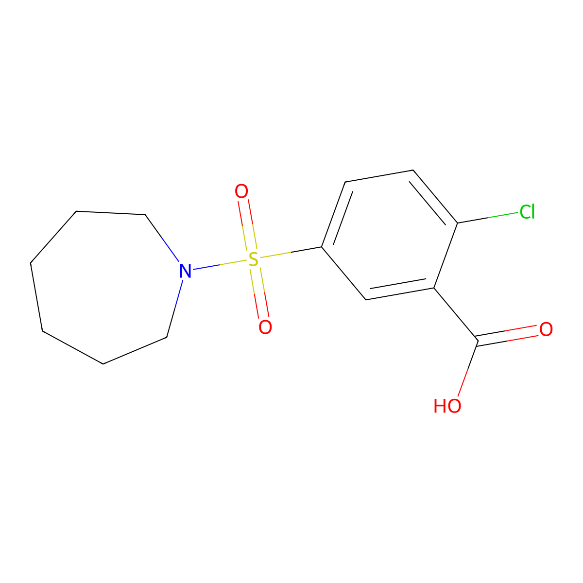 5-(Azepan-1-ylsulfonyl)-2-chlorobenzoic acid molecular structure, CAS 352668-17-8