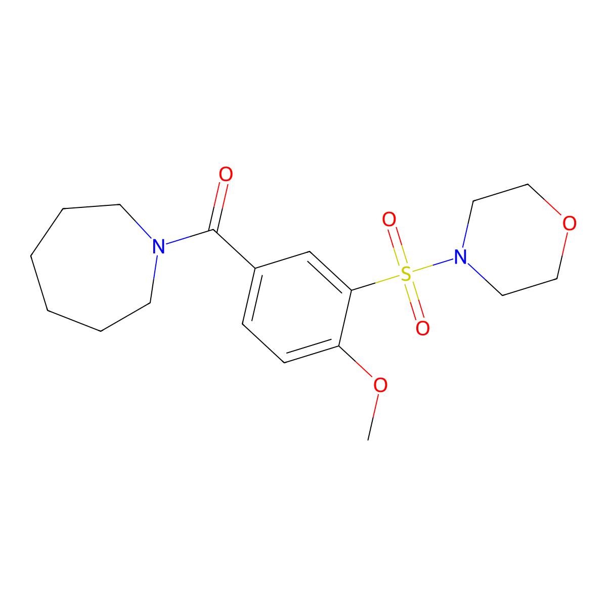 Azepan-1-yl-(4-methoxy-3-morpholin-4-ylsulfonylphenyl)methanone molecular structure, CAS 352668-18-9