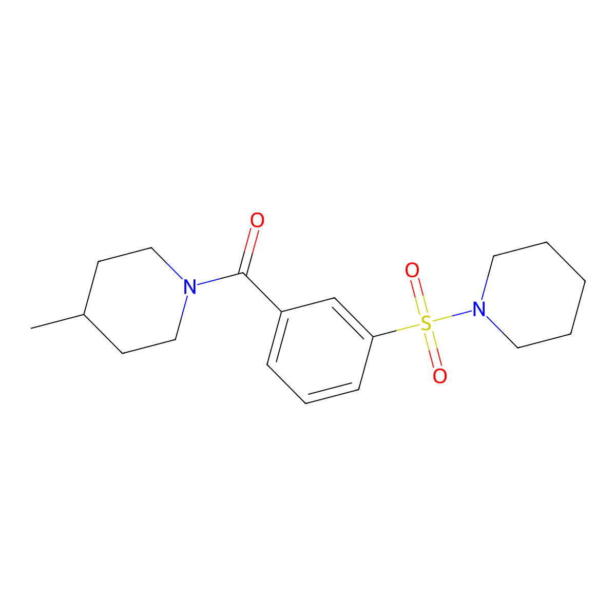 (4-Methylpiperidin-1-yl)-(3-piperidin-1-ylsulfonylphenyl)methanone molecular structure, CAS 352668-19-0