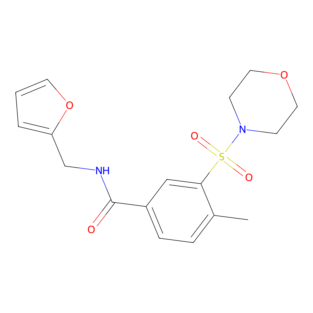 N-(2-furylmethyl)-4-methyl-3-(4-morpholinylsulfonyl)benzamide molecular structure, CAS 352668-30-5
