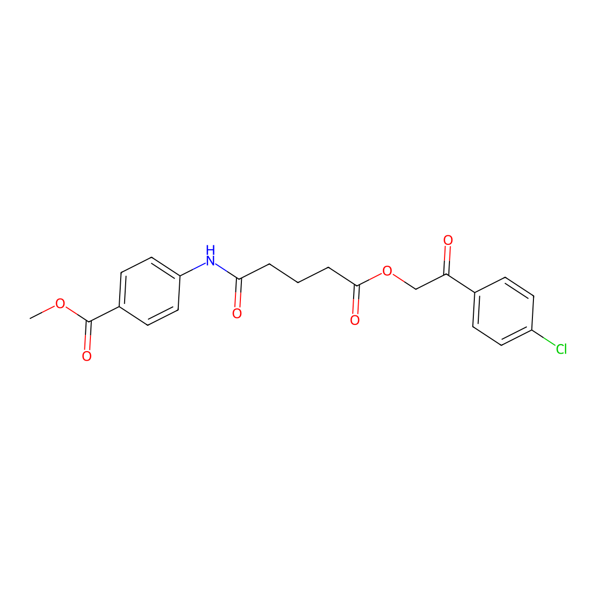 Methyl 4-({5-[2-(4-chlorophenyl)-2-oxoethoxy]-5-oxopentanoyl}amino)benzoate molecular structure, CAS 352671-41-1