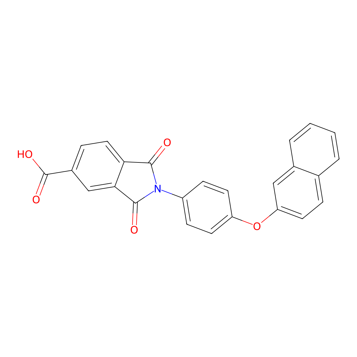 2-[4-(2-Naphthyloxy)phenyl]-1,3-dioxoisoindoline-5-carboxylic acid molecular structure, CAS 352671-43-3