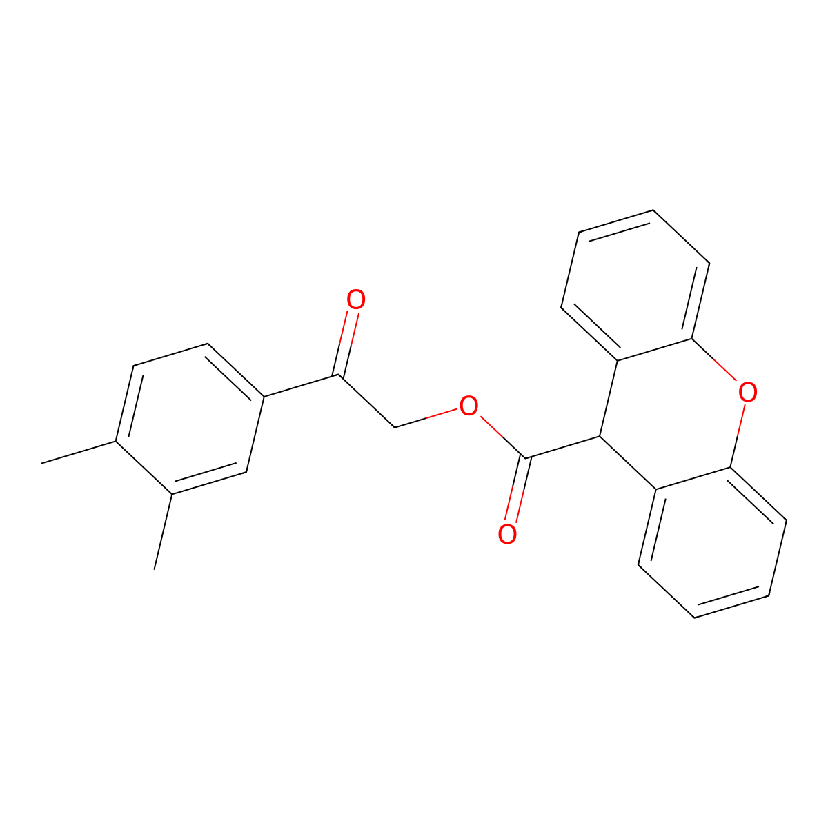 2-(3,4-dimethylphenyl)-2-oxoethyl 9H-xanthene-9-carboxylate molecular structure, CAS 352671-98-8