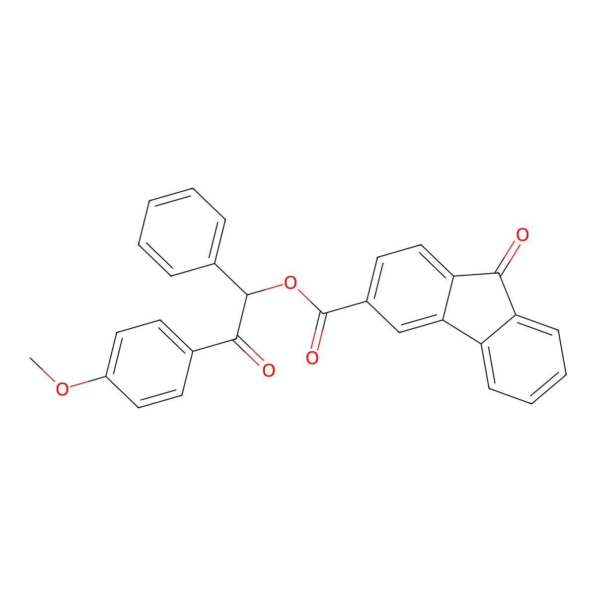 2-(4-methoxyphenyl)-2-oxo-1-phenylethyl 9-oxo-9H-fluorene-3-carboxylate molecular structure, CAS 352671-99-9