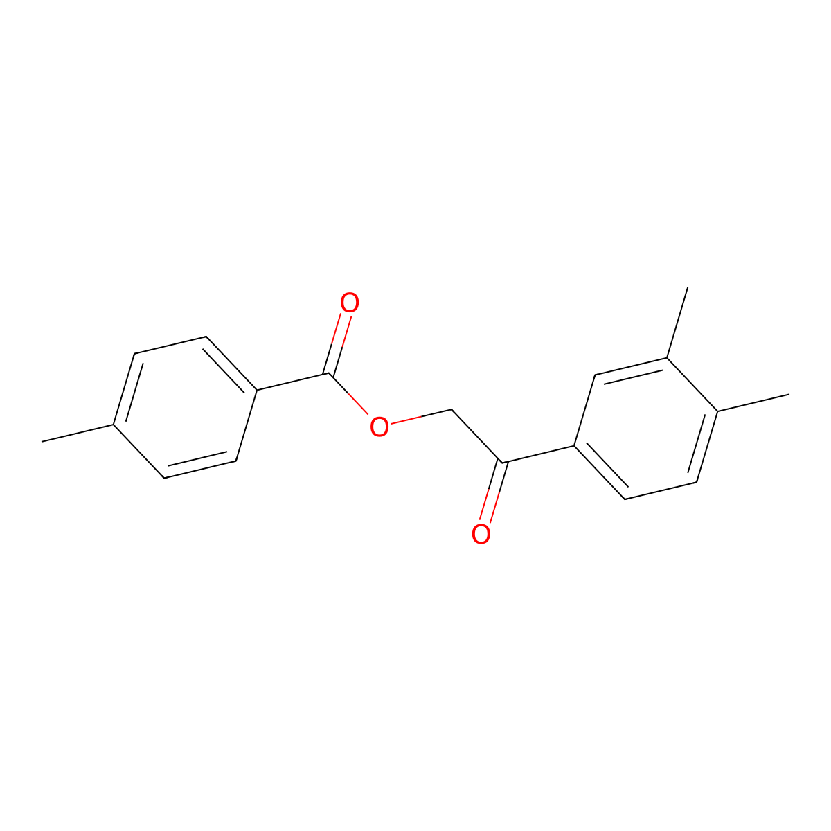 2-(3,4-Dimethylphenyl)-2-oxoethyl 4-methylbenzoate molecular structure, CAS 352672-01-6