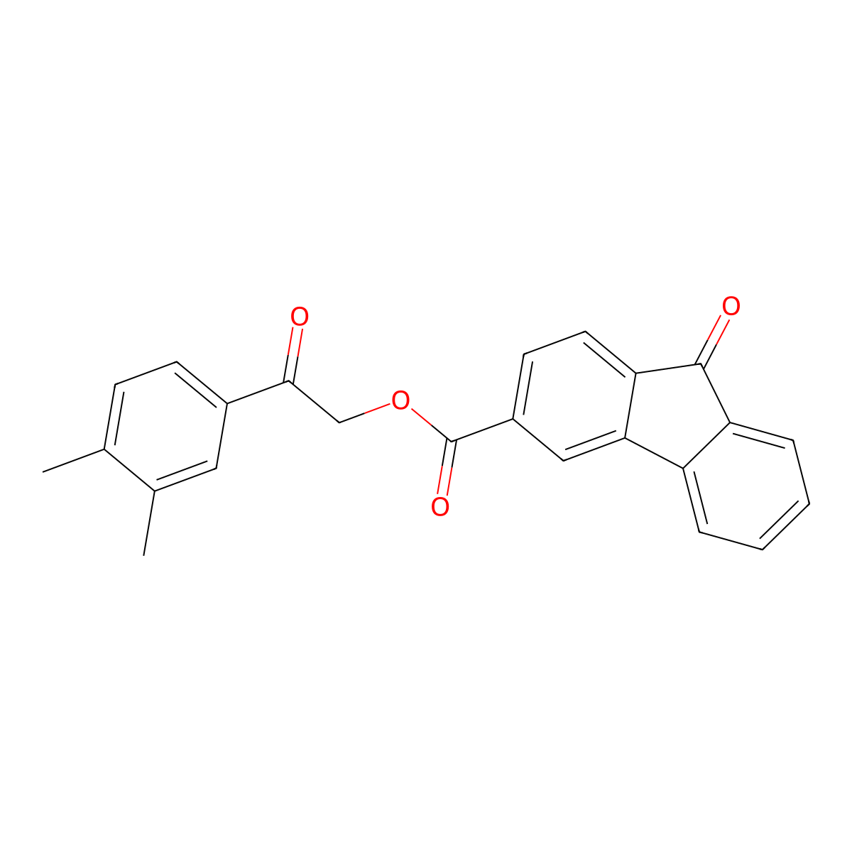 2-(3,4-dimethylphenyl)-2-oxoethyl 9-oxo-9H-fluorene-3-carboxylate molecular structure, CAS 352672-02-7