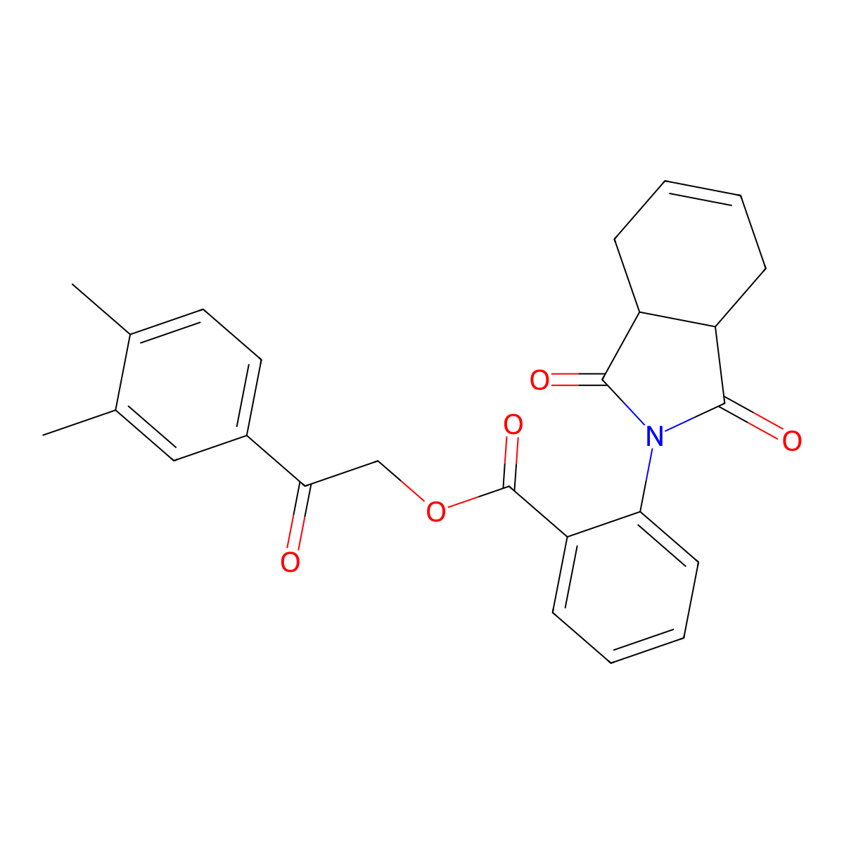 2-(3,4-dimethylphenyl)-2-oxoethyl 2-(1,3-dioxo-1,3,3a,4,7,7a-hexahydro-2H-isoindol-2-yl)benzoate molecular structure, CAS 352672-10-7