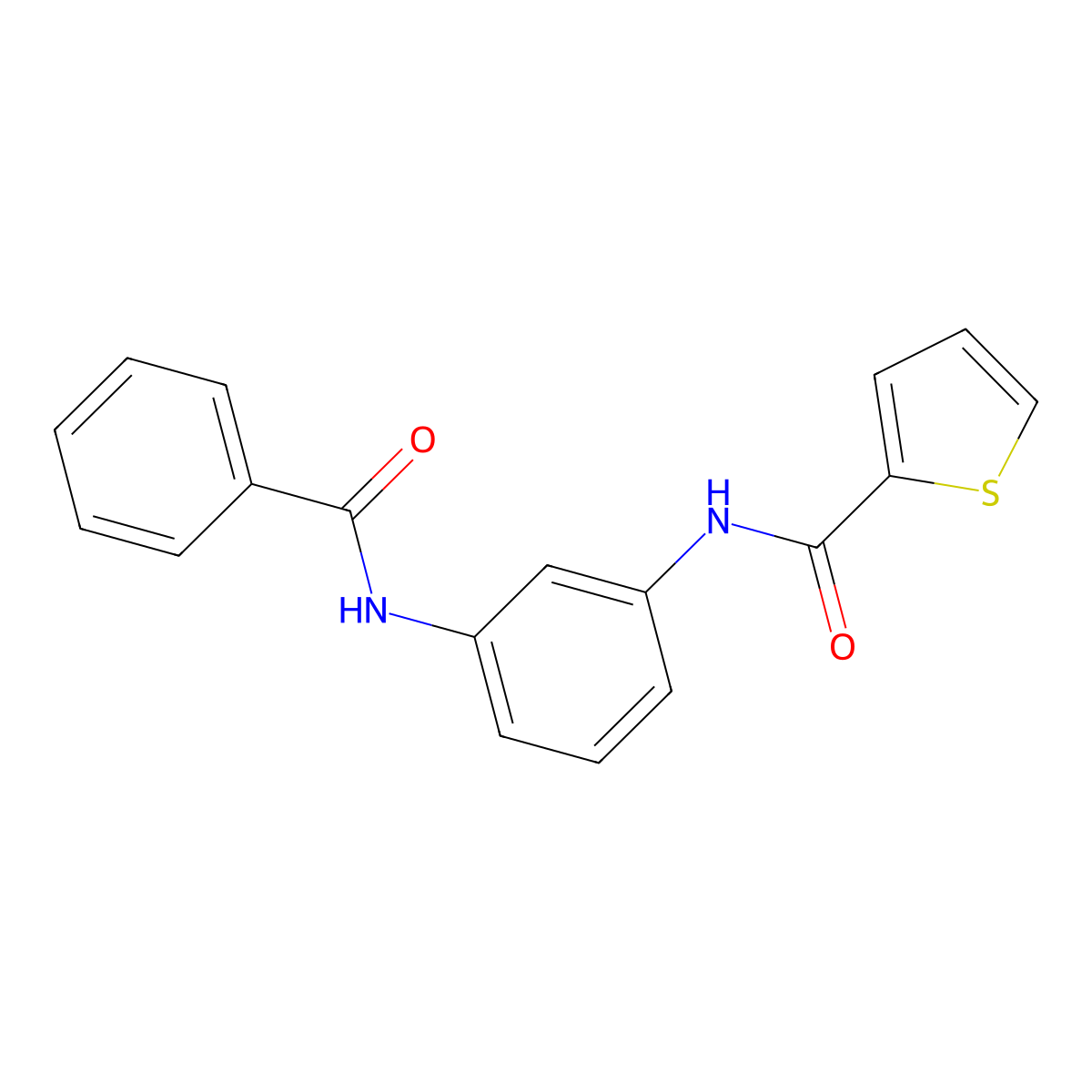 N-(3-benzamidophenyl)thiophene-2-carboxamide molecular structure, CAS 352672-23-2