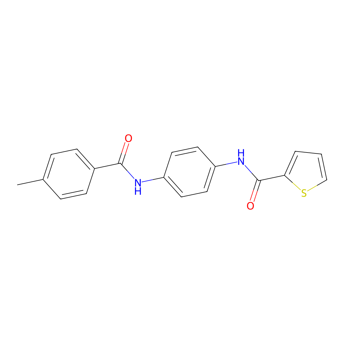 N-[4-[(4-methylbenzoyl)amino]phenyl]thiophene-2-carboxamide molecular structure, CAS 352672-25-4
