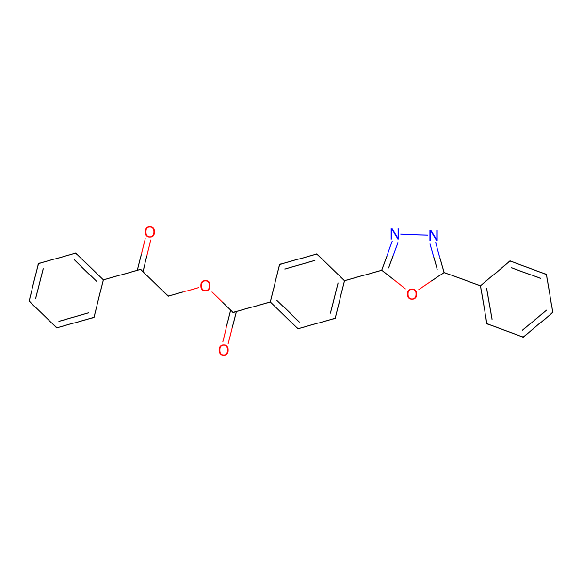 2-Oxo-2-phenylethyl 4-(5-phenyl-1,3,4-oxadiazol-2-yl)benzoate molecular structure, CAS 352672-47-0