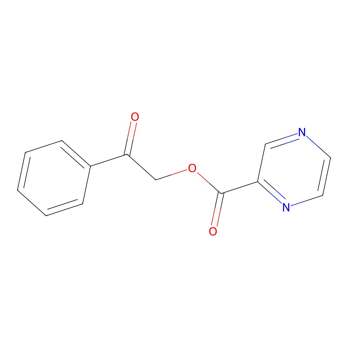 2-Oxo-2-phenylethyl 2-pyrazinecarboxylate molecular structure, CAS 352672-48-1