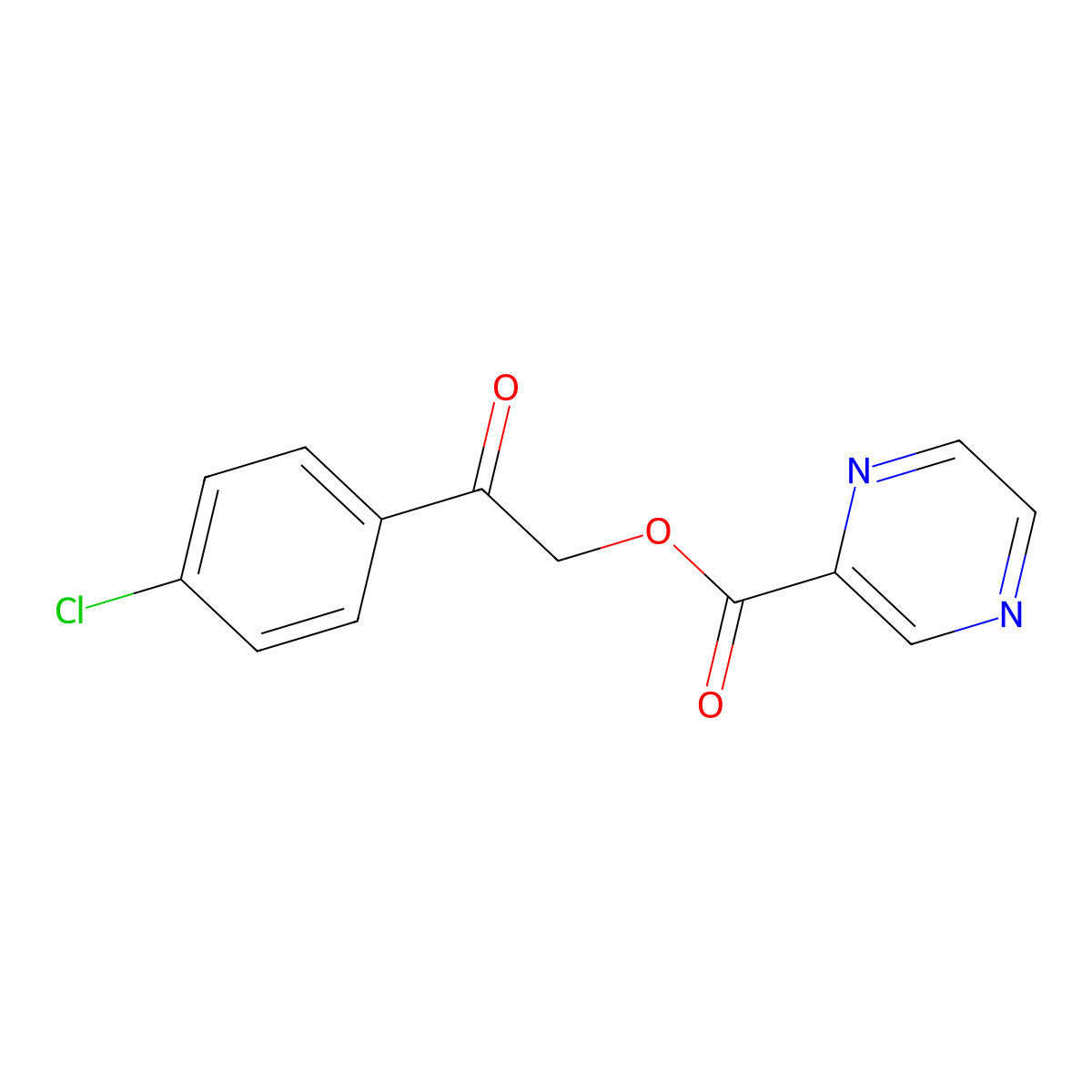 2-(4-Chlorophenyl)-2-oxoethyl pyrazine-2-carboxylate molecular structure, CAS 352672-50-5