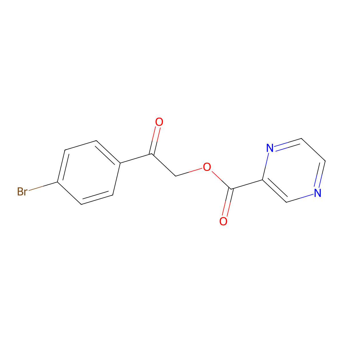 2-(4-Bromophenyl)-2-oxoethyl pyrazine-2-carboxylate molecular structure, CAS 352672-51-6