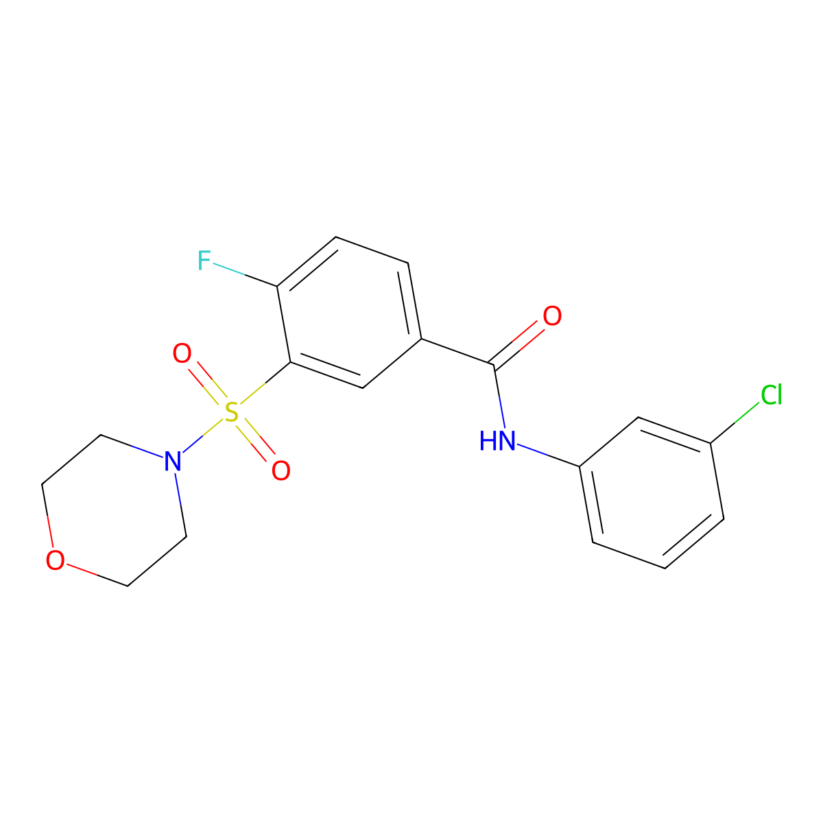 N-(3-chlorophenyl)-4-fluoro-3-morpholin-4-ylsulfonylbenzamide molecular structure, CAS 352672-87-8