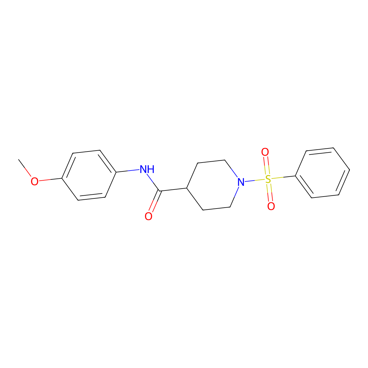 N-(4-methoxyphenyl)-1-(phenylsulfonyl)-4-piperidinecarboxamide molecular structure, CAS 352672-88-9