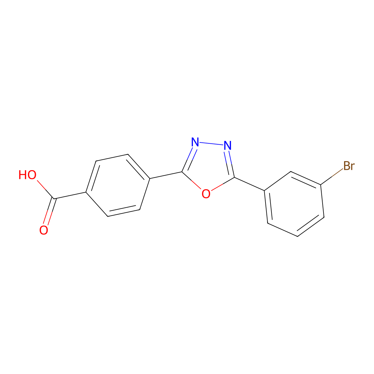 4-[5-(3-Bromophenyl)-1,3,4-oxadiazol-2-yl]benzoic acid molecular structure, CAS 352672-90-3