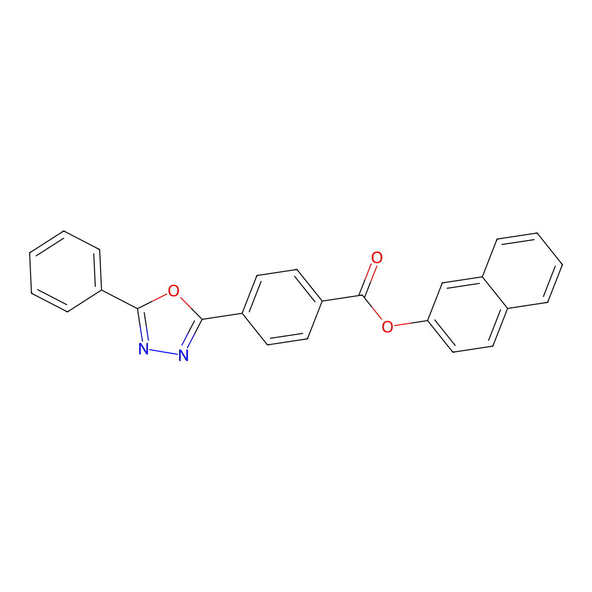2-Naphthyl 4-(5-phenyl-1,3,4-oxadiazol-2-yl)benzoate molecular structure, CAS 352672-93-6
