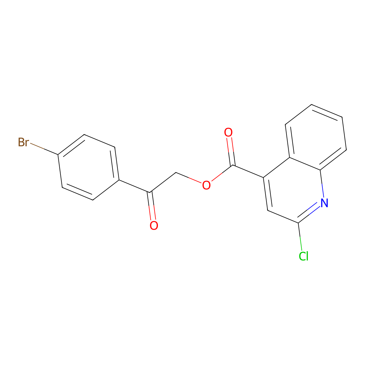 2-(4-Bromophenyl)-2-oxoethyl 2-chloroquinoline-4-carboxylate molecular structure, CAS 352672-96-9