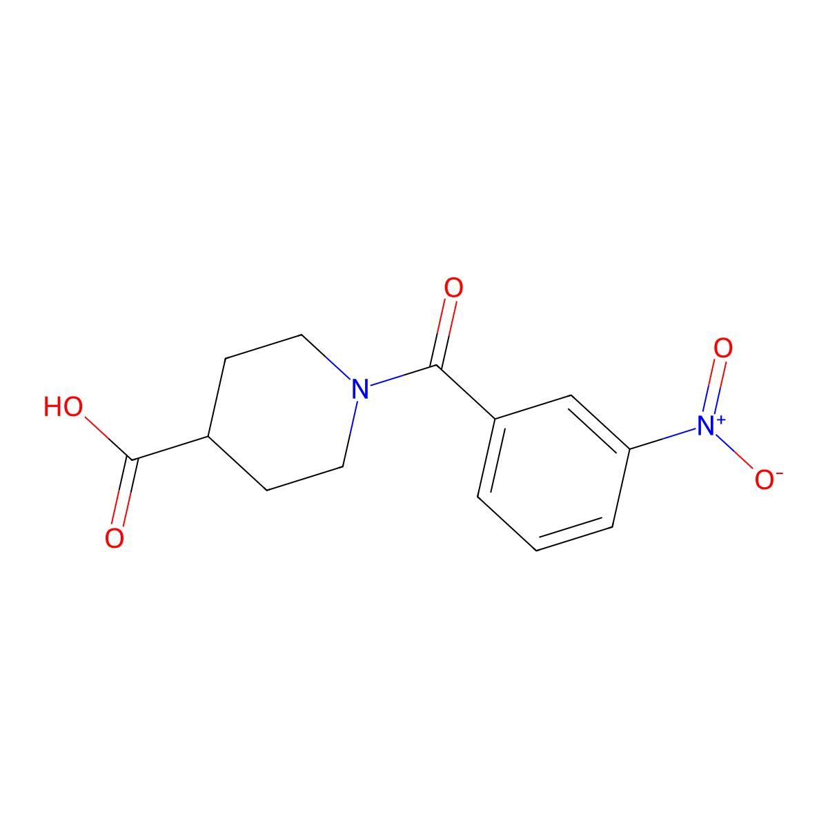 1-(3-Nitrobenzoyl)piperidine-4-carboxylic acid molecular structure, CAS 352673-01-9