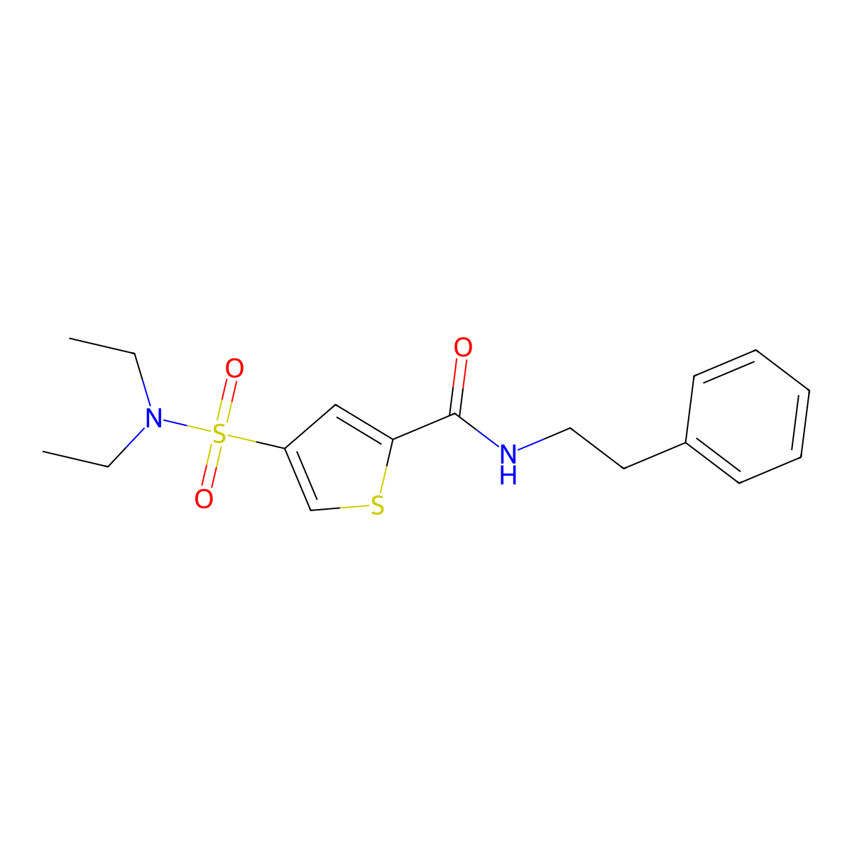 4-[(diethylamino)sulfonyl]-N-(2-phenylethyl)-2-thiophenecarboxamide molecular structure, CAS 352673-13-3