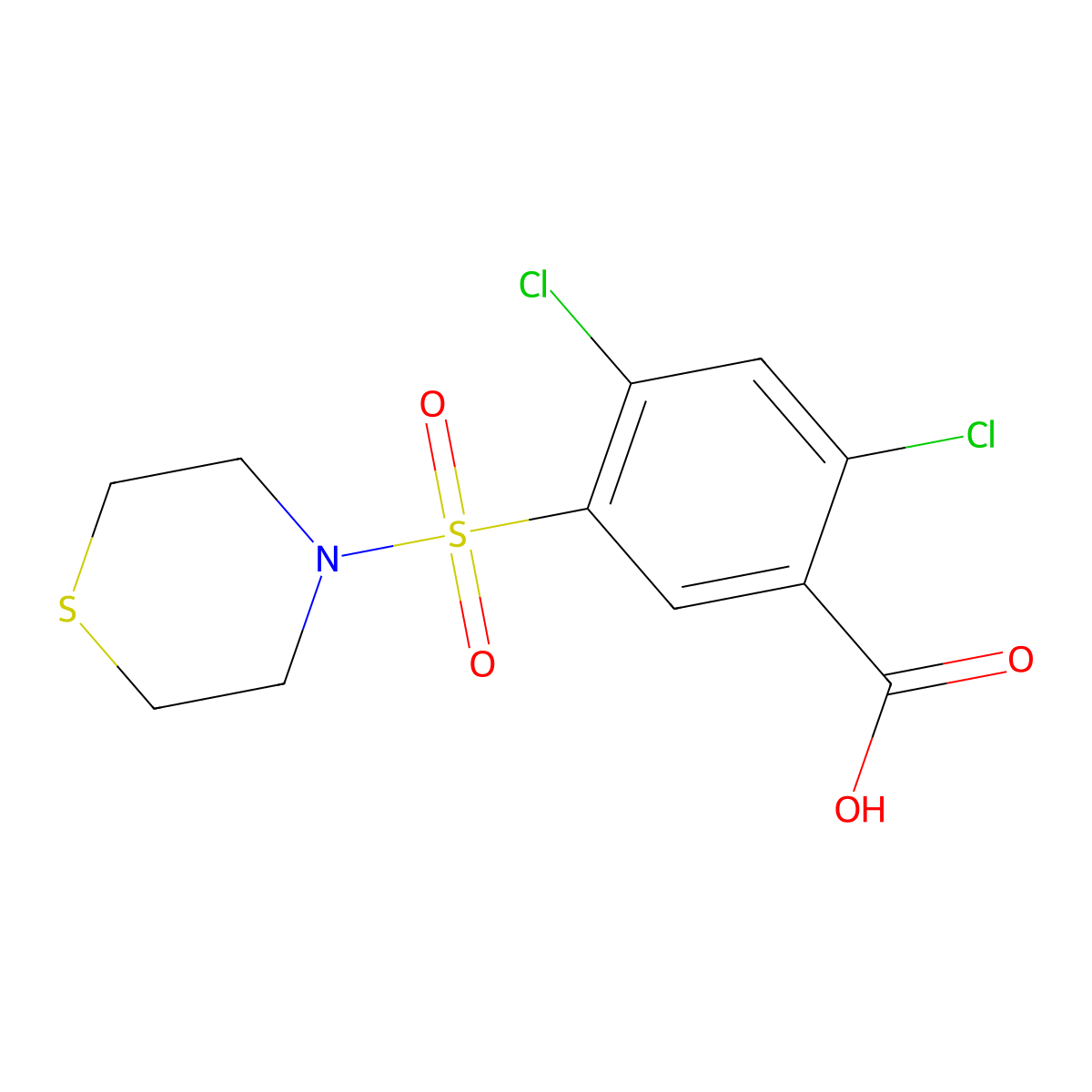2,4-Dichloro-5-(thiomorpholinosulfonyl)benzoic acid molecular structure, CAS 352673-29-1