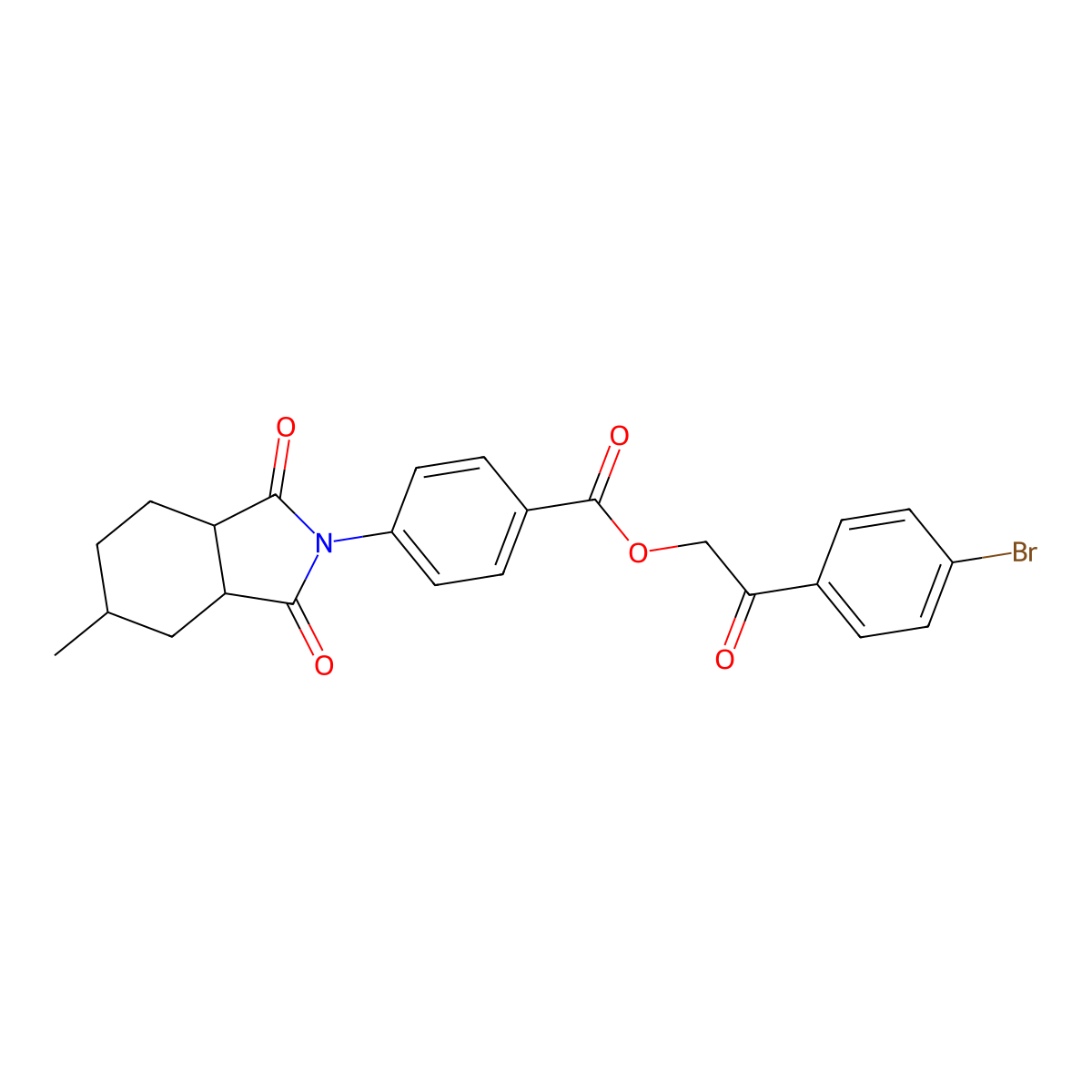 2-(4-bromophenyl)-2-oxoethyl 4-(5-methyl-1,3-dioxooctahydro-2H-isoindol-2-yl)benzoate molecular structure, CAS 352673-61-1