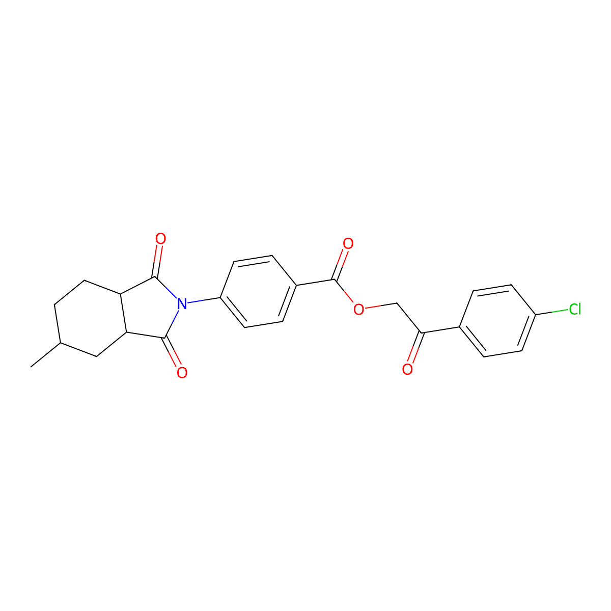 2-(4-chlorophenyl)-2-oxoethyl 4-(5-methyl-1,3-dioxooctahydro-2H-isoindol-2-yl)benzoate molecular structure, CAS 352673-62-2