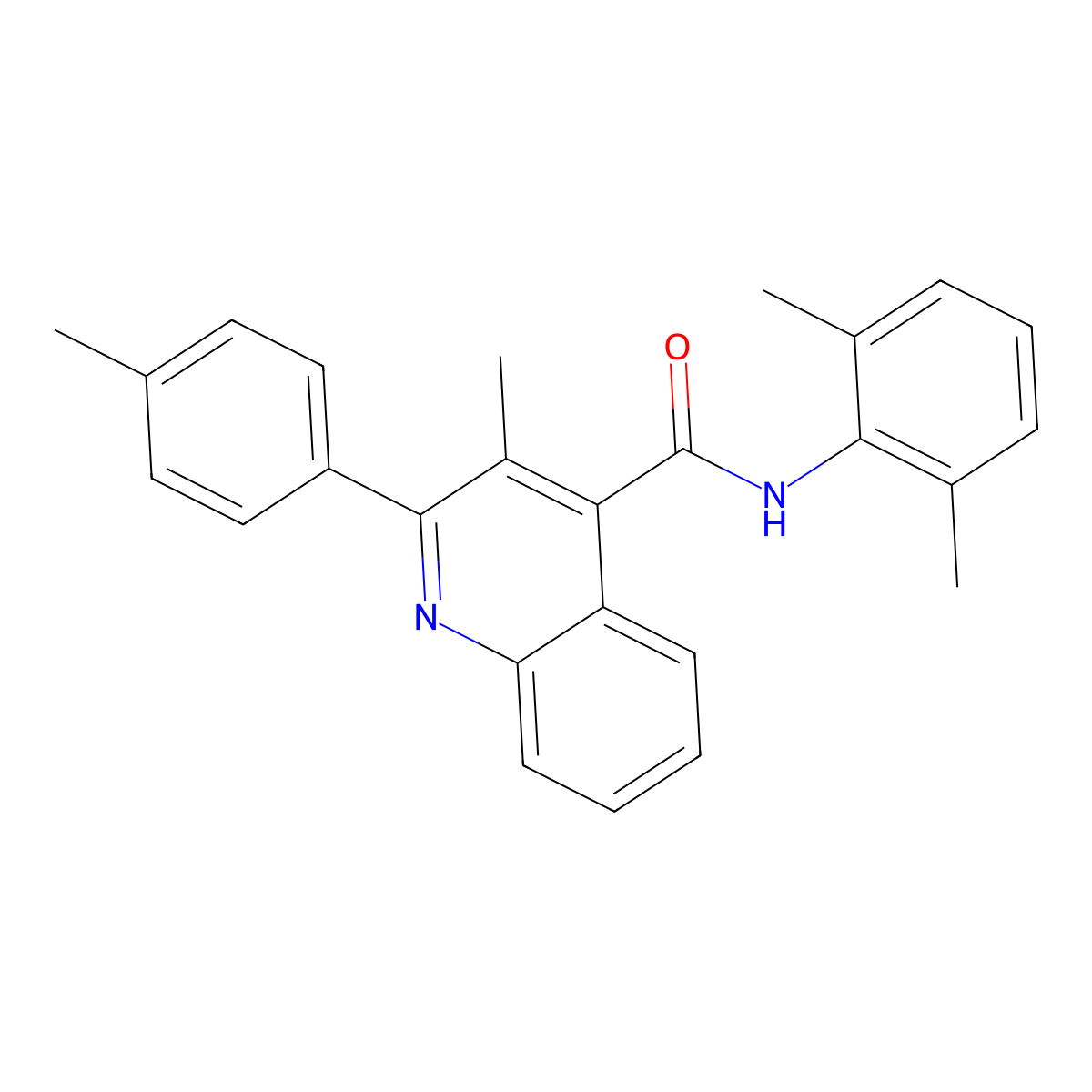 N-(2,6-dimethylphenyl)-3-methyl-2-(4-methylphenyl)quinoline-4-carboxamide molecular structure, CAS 352676-69-8
