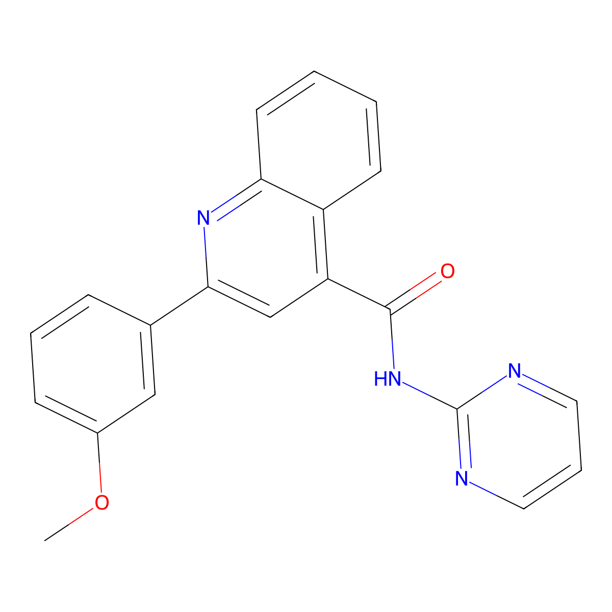 2-(3-methoxyphenyl)-N-(pyrimidin-2-yl)quinoline-4-carboxamide molecular structure, CAS 352676-83-6