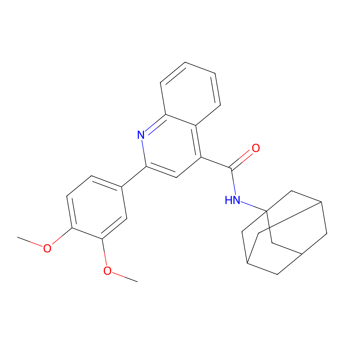 N-(1-adamantyl)-2-(3,4-dimethoxyphenyl)quinoline-4-carboxamide molecular structure, CAS 352677-11-3