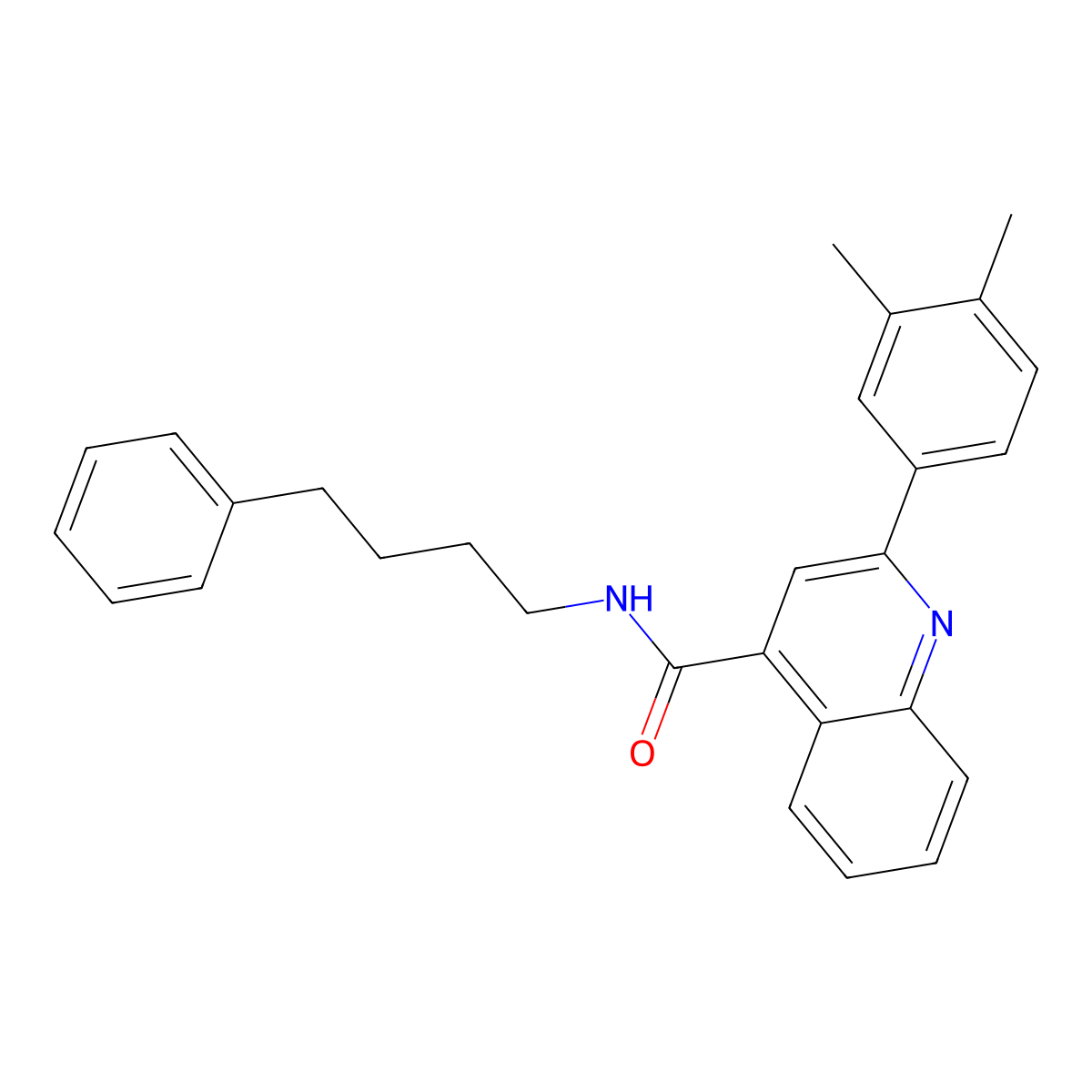2-(3,4-dimethylphenyl)-N-(4-phenylbutyl)quinoline-4-carboxamide molecular structure, CAS 352677-23-7