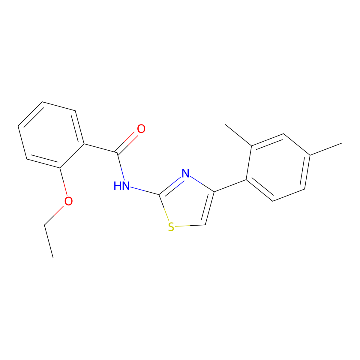 N-[4-(2,4-dimethylphenyl)-1,3-thiazol-2-yl]-2-ethoxybenzamide molecular structure, CAS 352677-26-0