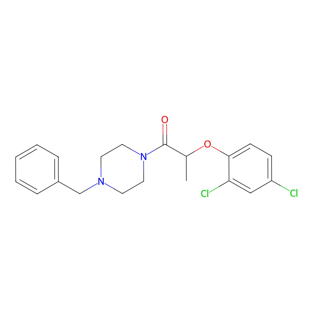 1-(4-Benzylpiperazin-1-yl)-2-(2,4-dichlorophenoxy)propan-1-one molecular structure, CAS 352677-37-3