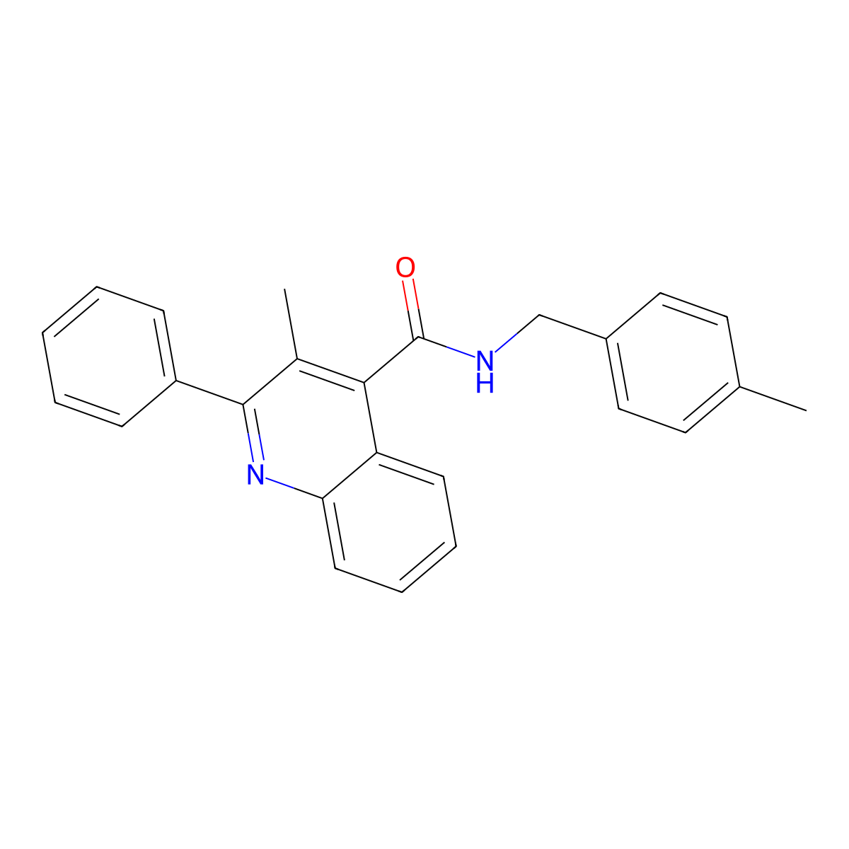 3-methyl-N-[(4-methylphenyl)methyl]-2-phenylquinoline-4-carboxamide molecular structure, CAS 352677-53-3