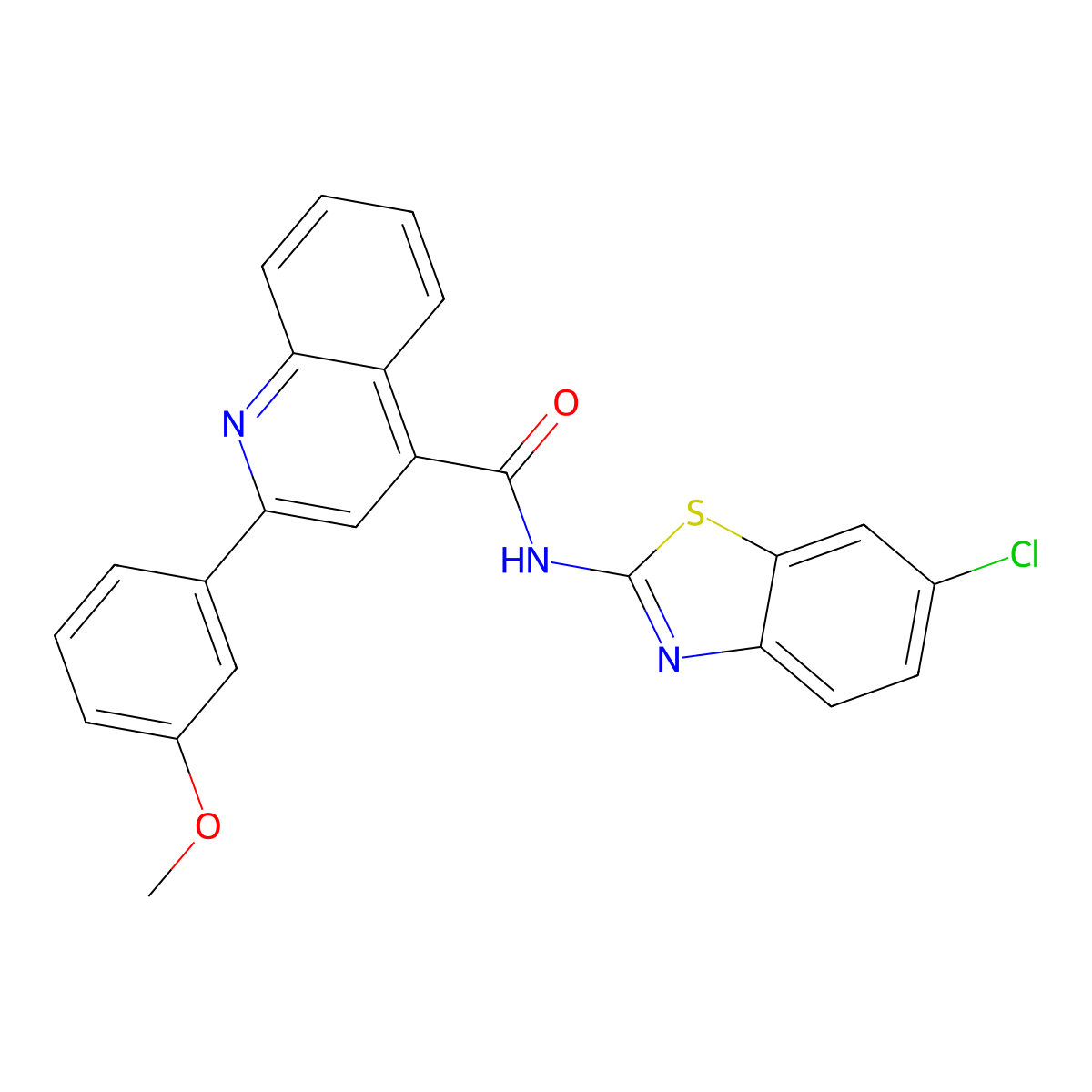 N-(6-chloro-1,3-benzothiazol-2-yl)-2-(3-methoxyphenyl)-4-quinolinecarboxamide molecular structure, CAS 352677-59-9