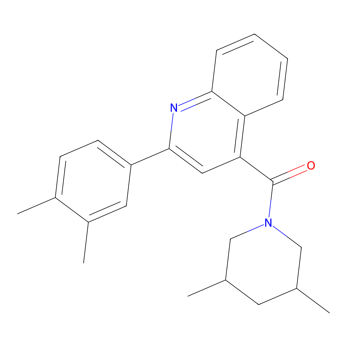 [2-(3,4-Dimethylphenyl)quinolin-4-yl]-(3,5-dimethylpiperidin-1-yl)methanone molecular structure, CAS 352677-65-7