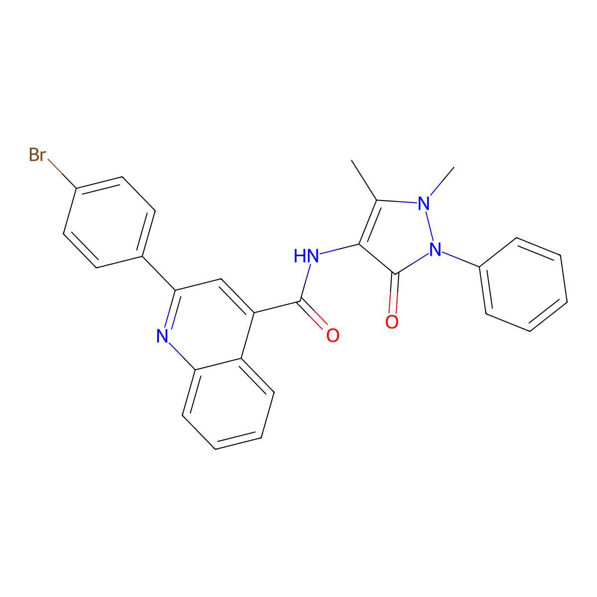 2-(4-bromophenyl)-N-(1,5-dimethyl-3-oxo-2-phenyl-2,3-dihydro-1H-pyrazol-4-yl)-4-quinolinecarboxamide molecular structure, CAS 352677-73-7