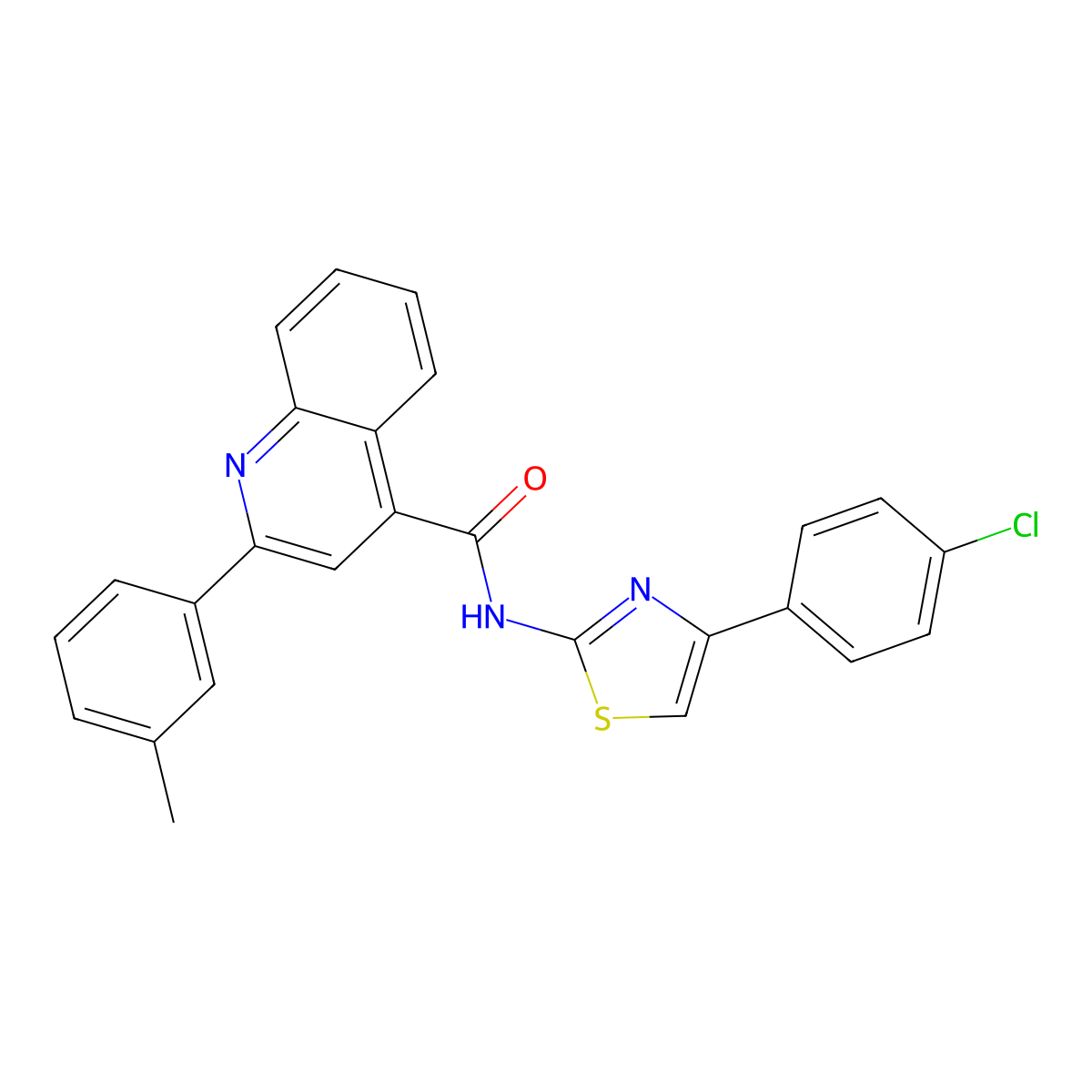 N-[4-(4-chlorophenyl)-1,3-thiazol-2-yl]-2-(3-methylphenyl)quinoline-4-carboxamide molecular structure, CAS 352677-82-8