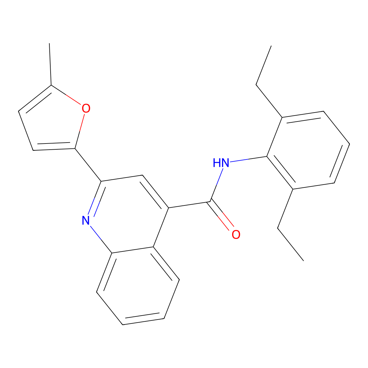 N-(2,6-diethylphenyl)-2-(5-methylfuran-2-yl)quinoline-4-carboxamide molecular structure, CAS 352677-94-2