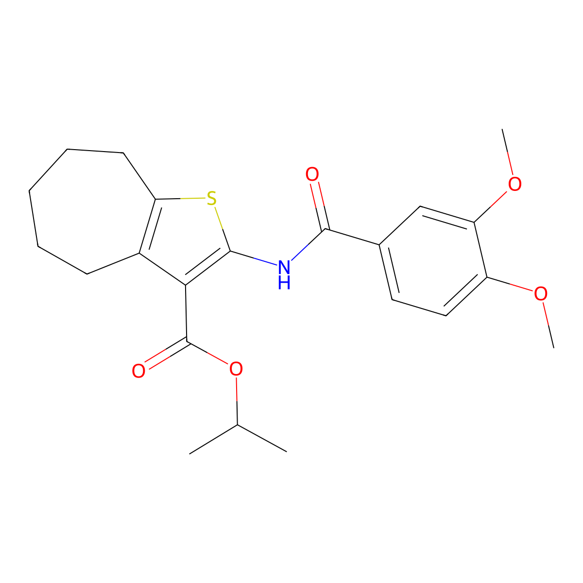 propan-2-yl 2-[(3,4-dimethoxybenzoyl)amino]-5,6,7,8-tetrahydro-4H-cyclohepta[b]thiophene-3-carboxylate molecular structure, CAS 352677-96-4