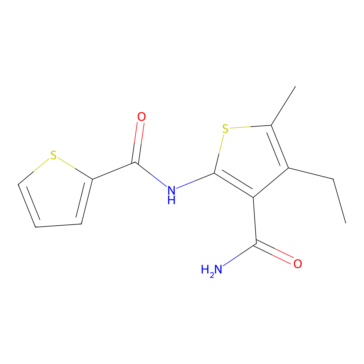 4-Ethyl-5-methyl-2-(thiophene-2-carbonylamino)thiophene-3-carboxamide molecular structure, CAS 352678-03-6