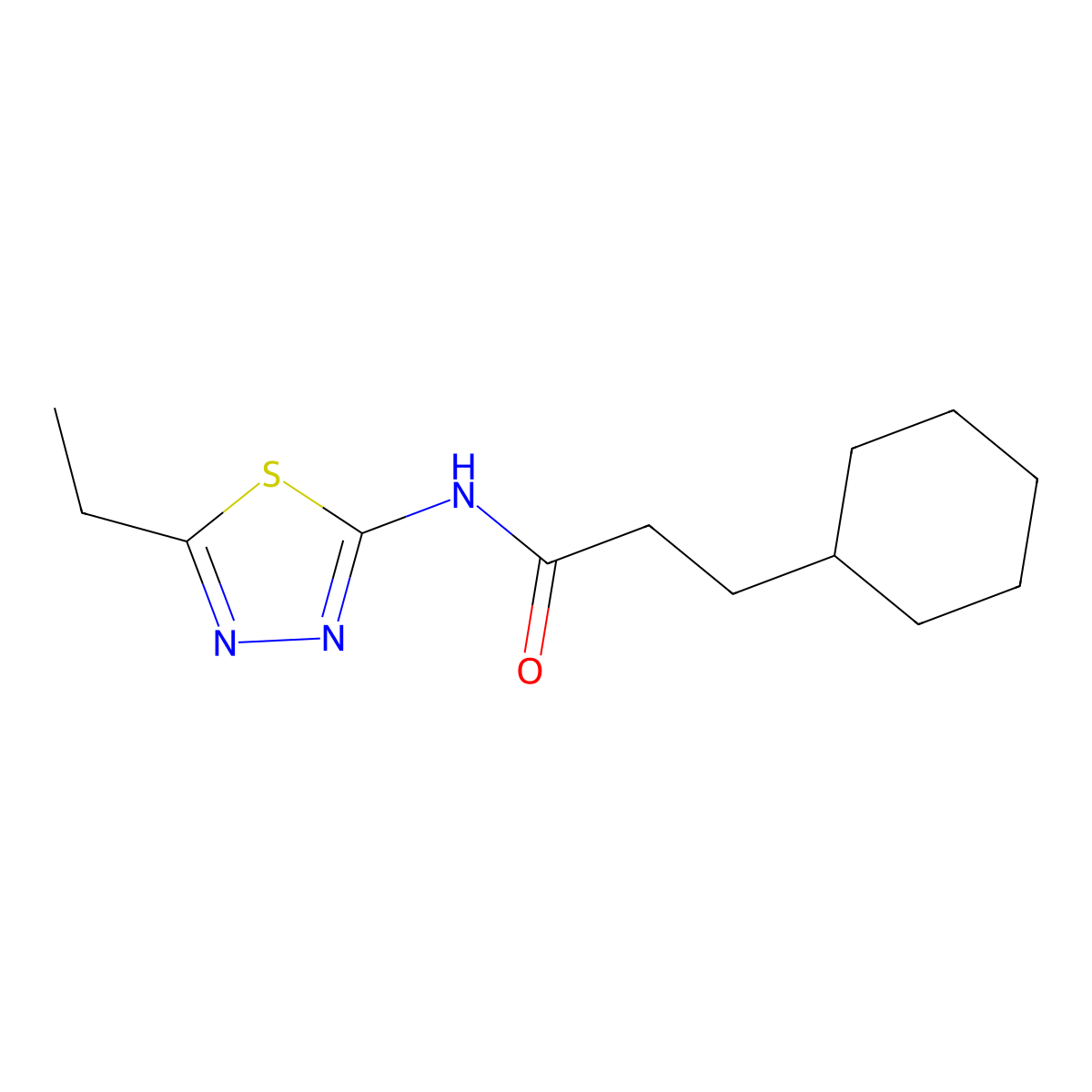3-cyclohexyl-N-(5-ethyl-1,3,4-thiadiazol-2-yl)propanamide molecular structure, CAS 352678-07-0