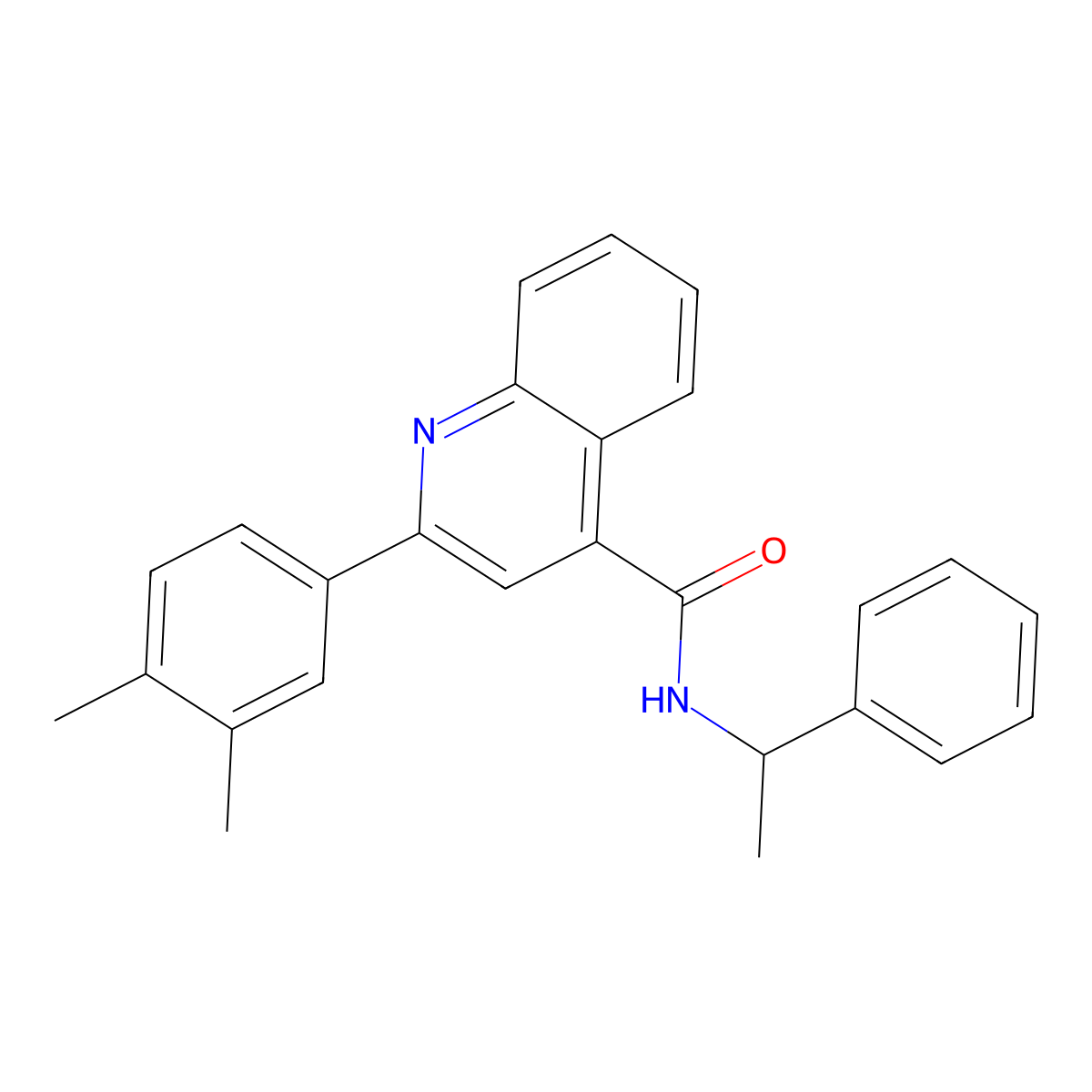 2-(3,4-dimethylphenyl)-N-(1-phenylethyl)quinoline-4-carboxamide molecular structure, CAS 352678-08-1