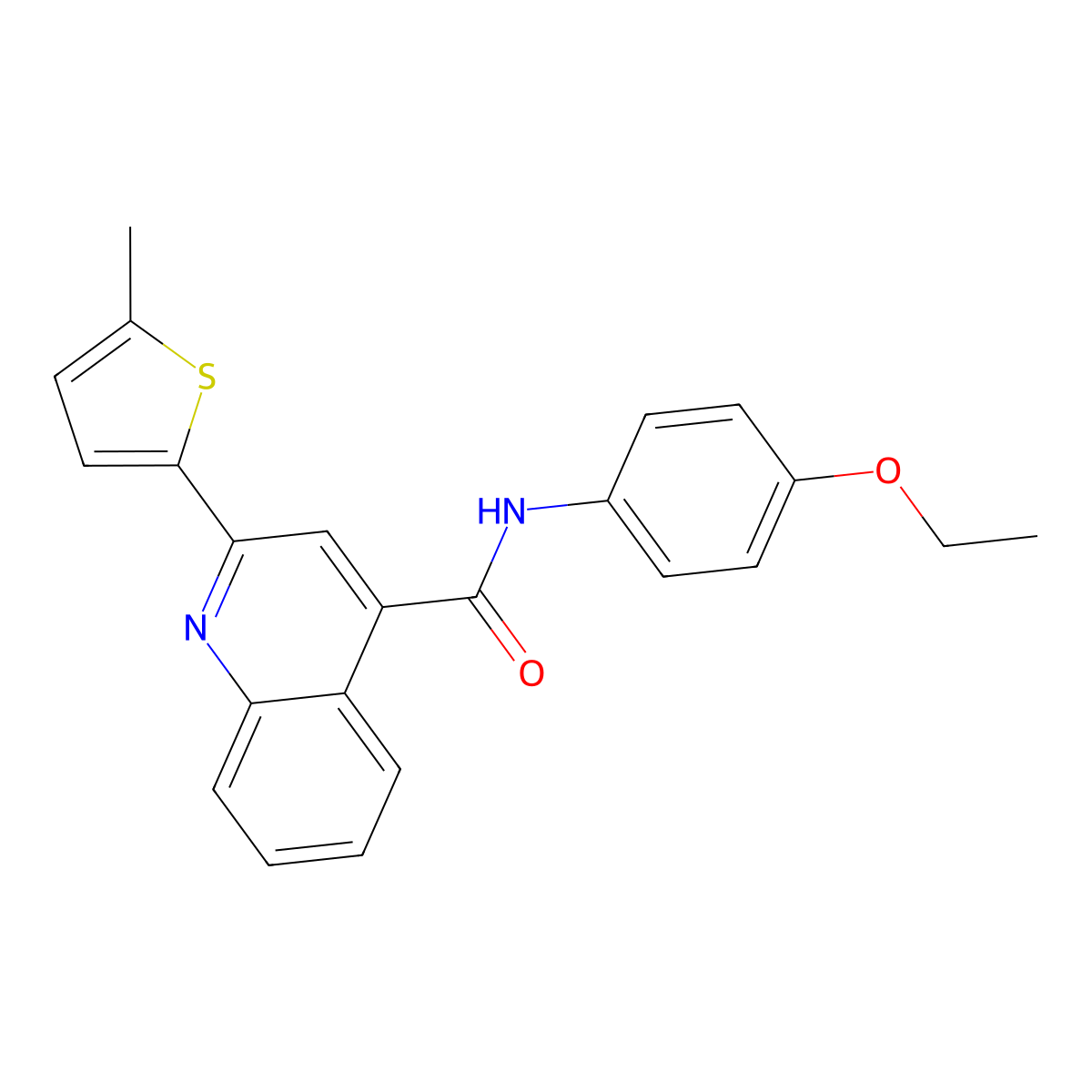 N-(4-ethoxyphenyl)-2-(5-methylthiophen-2-yl)quinoline-4-carboxamide molecular structure, CAS 352678-16-1