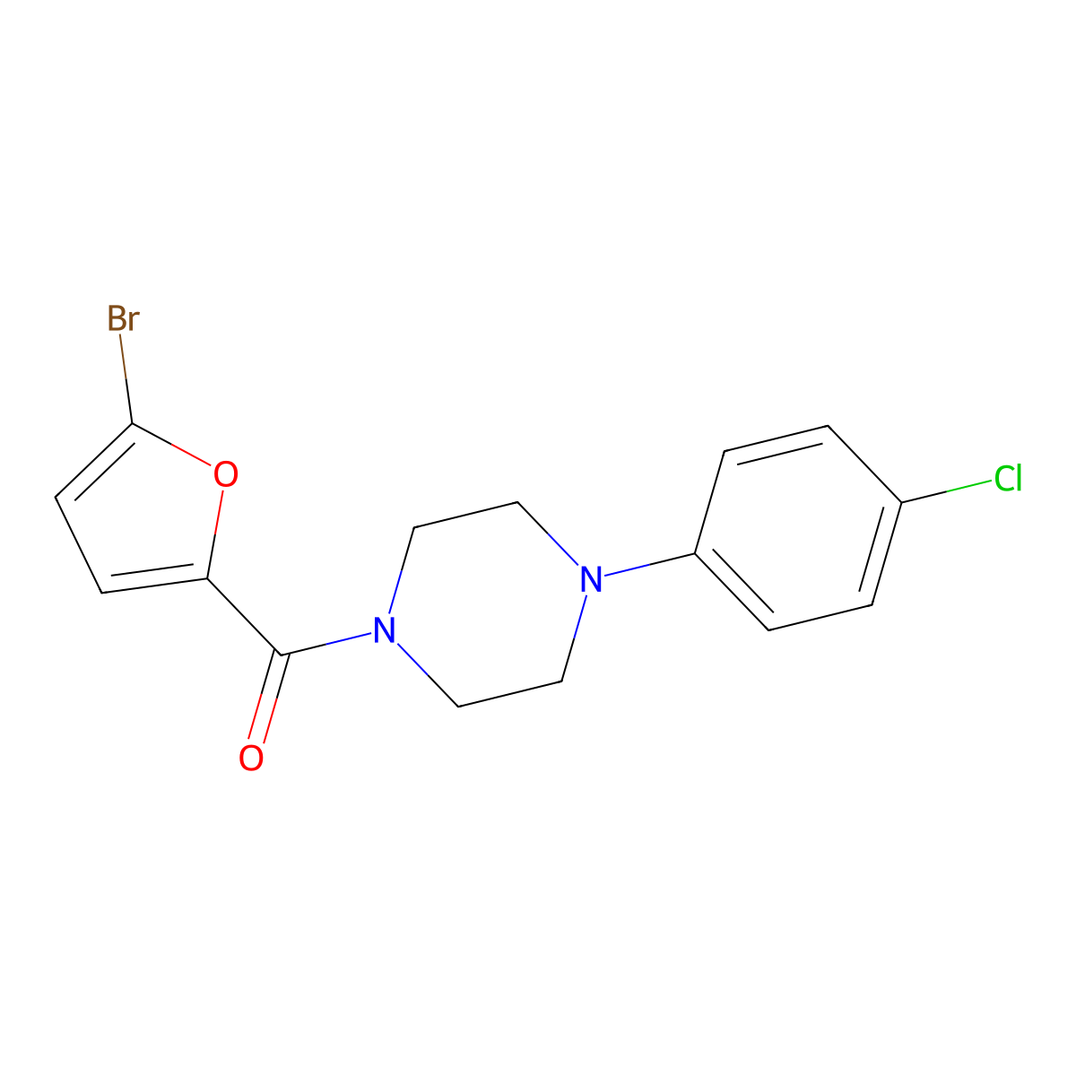 1-(5-Bromo-2-furoyl)-4-(4-chlorophenyl)piperazine molecular structure, CAS 352678-25-2