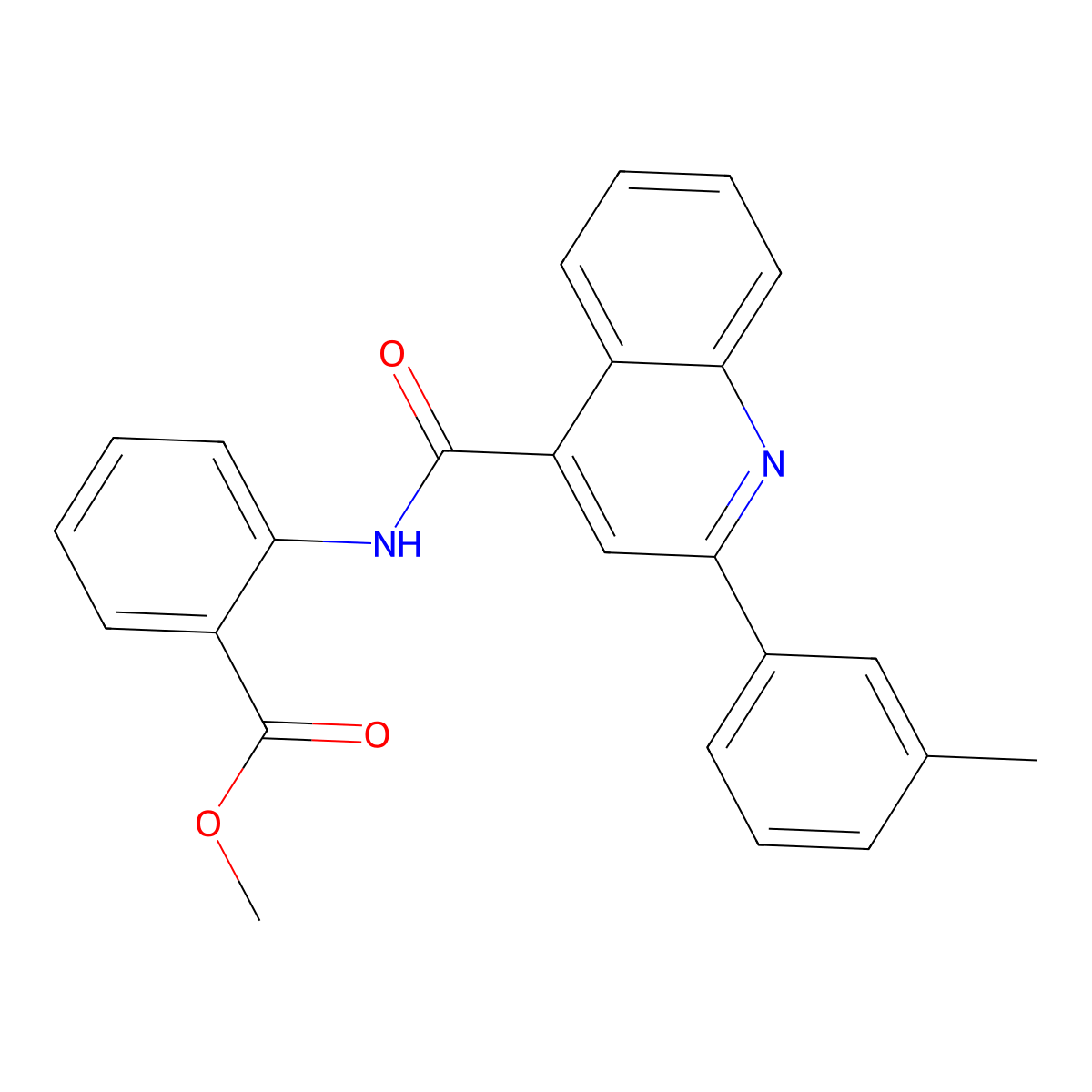 Methyl 2-[[2-(3-methylphenyl)quinoline-4-carbonyl]amino]benzoate molecular structure, CAS 352678-29-6